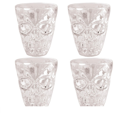 KIELISZKI CZASZKI PRZEZROCZYSTE 4 SZT