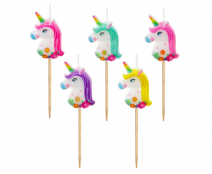 ŚWIECZKI PIKERY JEDNOROŻCE 5 SZT