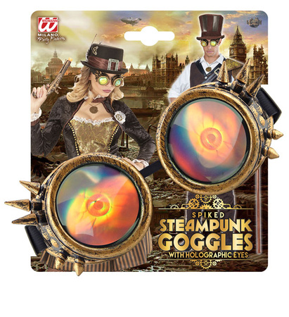 Pk 10 "SPIKED STEAMPUNK GOGGLES WITH HOLOGRAPHIC EYES"