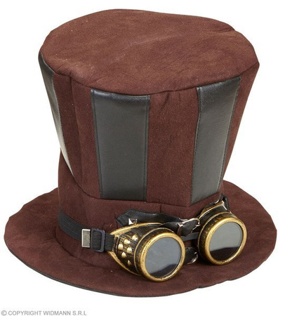 CYLINDER STEAMPUNKOWY Z GOGLAMI