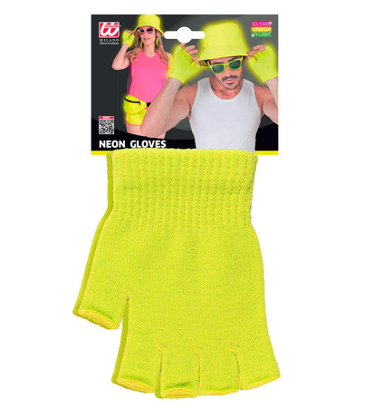 RĘKAWICZKI ŻÓŁTE KRÓTKIE BEZ PALCÓW LATA 80