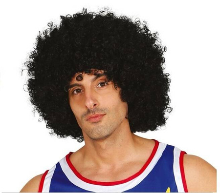 PERUKA KRĘCONE WŁOSY CZARNA