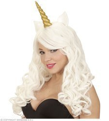 PERUKA JEDNOROŻEC Z ROGIEM