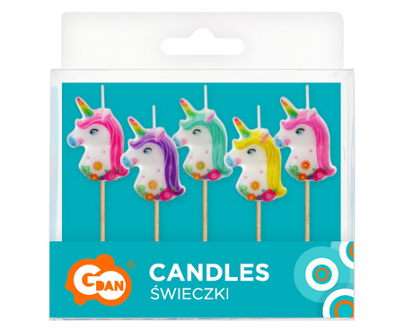 ŚWIECZKI PIKERY JEDNOROŻCE 5 SZT