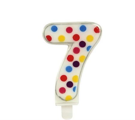 Swieczka Confetti Cyfra 7, 6.5 cm