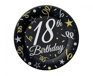 TALERZYKI PAPIEROWE 18 UTODZINY 18CM 6SZT