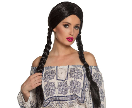 Peruka Natascha warkocze czarne długie włosy oktoberfest