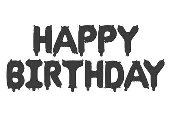 BALONY FOLIOWE HAPPY BIRTHDAY 340 X 35CM CZARNY