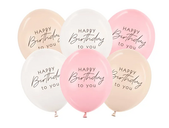 BALONY LATEKSOWE HAPPY BIRTHDAY RÓŻ 6 SZT 30 CM
