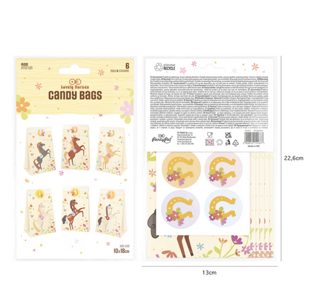 TOREBKI NA CUKIERKI KONIKI 6 SZT