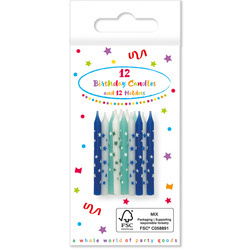ŚWIECZKI URODZINOWE NIEBIESKIE 12 SZT