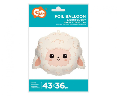 Balon foliowy Owieczka 43x36cm głowa owcy owca zwierzęta urodziny wielkanoc