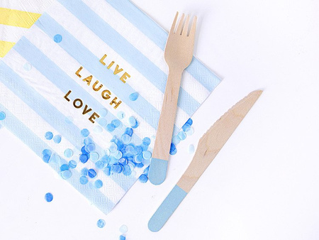 SZTUĆCE DREWNIANE 16 cm JASNY NIEBIESKI