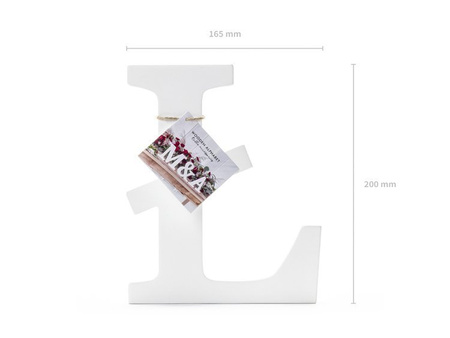 DREWNIANA LITERA Ł BIAŁY 16,5X20 CM