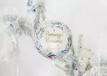 BALON FOLIOWY I KOMUNIA ŚWIĘTA 45 CM
