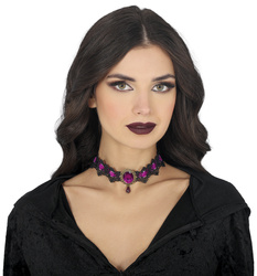 CHOKER FIOLETOWO-CZARNY Z KAMIENIEM
