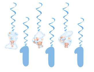 ŚWIDERKI BŁĘKITNE MISIE Z BALONIKAMI 6 SZT ROCZEK