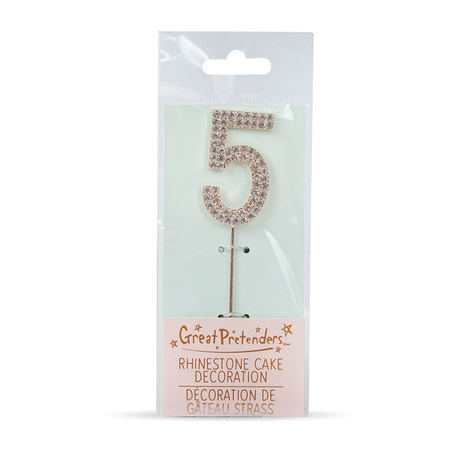 TOPPER NA TORT LICZBA 5 , METALOWY , SREBRNY 10 cm