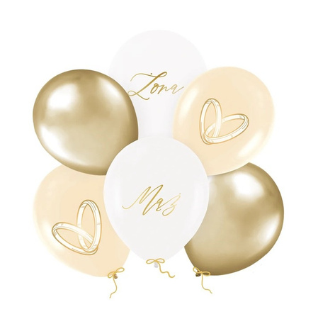 BALONY LATEKSOWE MĄŻ ŻONA 6 SZT 30 CM