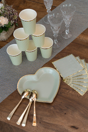 KUBECZKI PAPIEROWE ZŁOTE KROPKI OLIWKOWE 270 ML 10 SZT