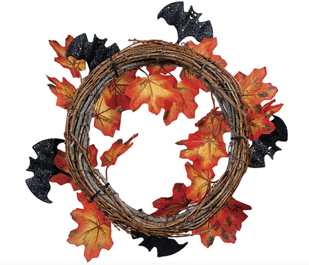 WIENIEC HALLOWEENOWY LIŚCIE NIETOPERZE 