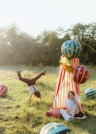 BALON FOLIOWY PIŁKA W GWIAZDKI 75 CM ZIELONY CYRK