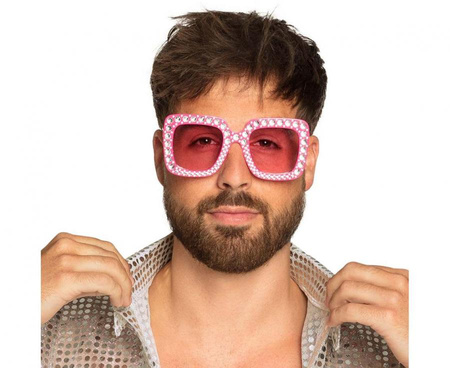 Okulary Bling różowe z błyszczącymi kryształkami impreza karnawał