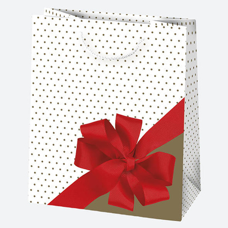TORBA NA PREZENTY KROPKI KOKARDA 19X23X10,5 CM