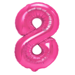 BALON FOLIOWY CYFRA 8 CIEMNORÓŻOWY 100 CM