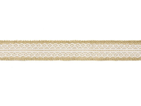 TAŚMA JUTOWA Z BIAŁĄ KORONKĄ, 4 x 500cm