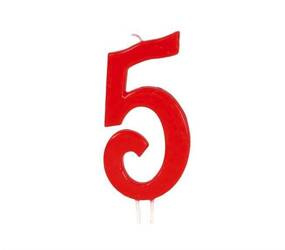ŚWIECZKA URODZINOWA CYFRA 5 CZERWONA 12 CM