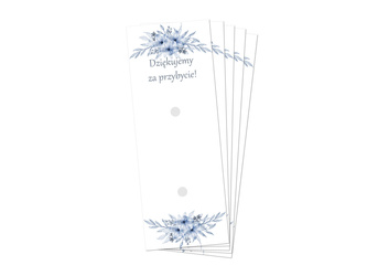 PODZIĘKOWANIA DLA GOŚCI NIEBIESKIE KWIATY 5 SZT MERCI
