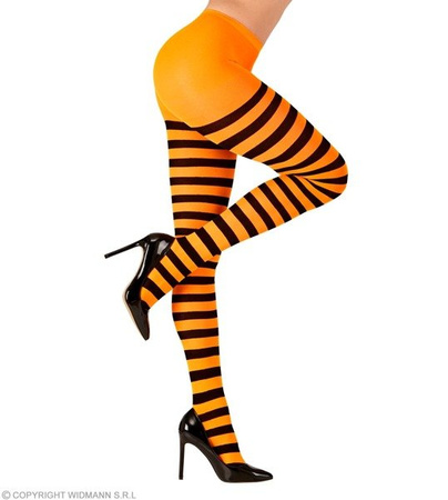 RAJSTOPY W PASKI CZARNO-POMARAŃCZOWE