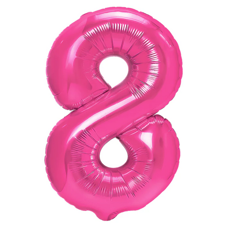 BALON FOLIOWY CYFRA 8 CIEMNORÓŻOWY 100 CM