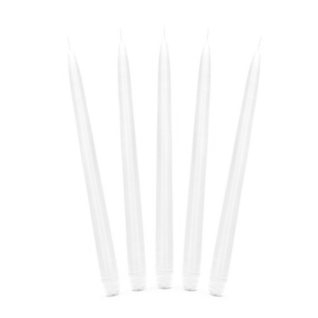 ŚWIECA STOŻKOWA MATOWA BIAŁA 24 cm 10szt