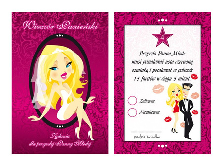 KARTY Z ZADANIAMI DLA PRZYSZŁEJ PANNY MŁODEJ