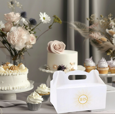 PUDEŁKA NA CIASTO KOMUNIA ŚWIĘTA IHS 10 SZT