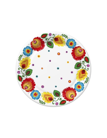 TALERZYKI PAPIEROWE HAFT ŁOWICKI 18 CM 8 SZT.