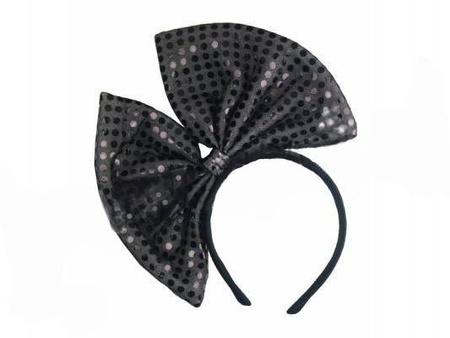 OPASKA CZARNA KOKARDA CEKINY