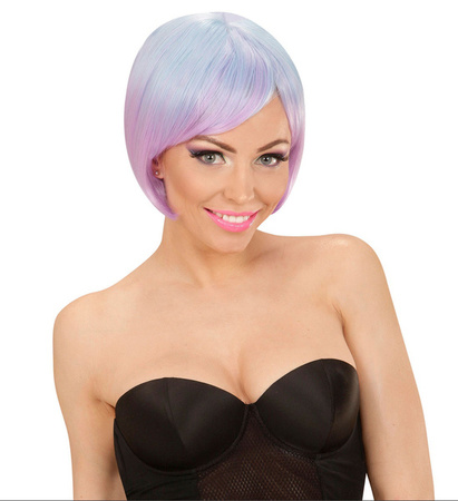 PERUKA DAMSKA SOMBRE BOB NIEBIESKA FIOLETOWA