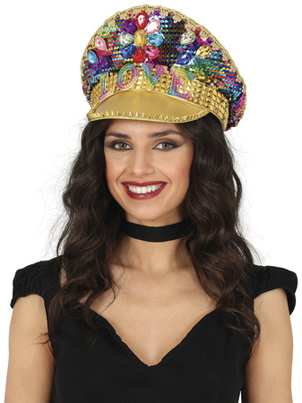 CZAPKA KLUBOWA Z CEKINAMI I KRYSZTAŁAMI