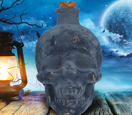 BUTELKA SZKLANA CZASZKA 14 CM