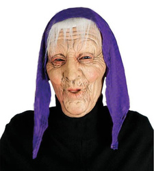 MASKA LATEKSOWA CZAROWNICA WIEDŹMA Z CHUSTĄ FIOLET