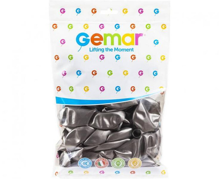 BALONY LATEKSOWE GEMAR 33 cm GRAFITOWE 50 szt. GLOSSY