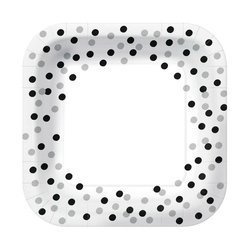 TALERZYKI PAPIEROWE CONFETTI SREBRNE 23CM 10 SZT.