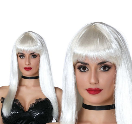 PERUKA BIAŁA  DŁUGIE WŁOSY 