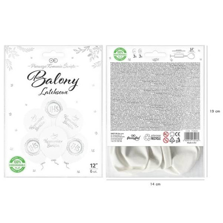 BALONY ECO KOMUNIA 30 CM 6 SZT.