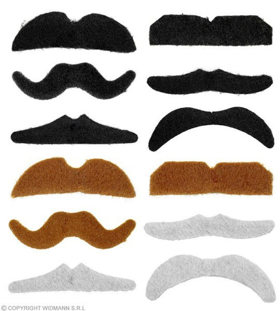 ZESTAW WĄSY 3 KOLORY 12 SZT.
