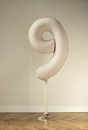 BALON FOLIOWY 9 CYFRA  86 CM JASNY BEŻ