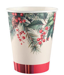 Kubeczki papierowe Świąteczna krata 270ml 10 szt.